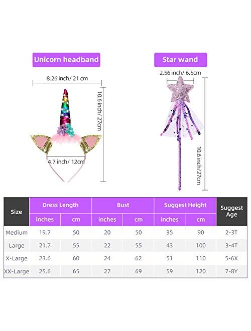 Geyoga Girls Unicorn Tutu Costumes Dress Light Up Unicorn LED Headband Fairy Wand