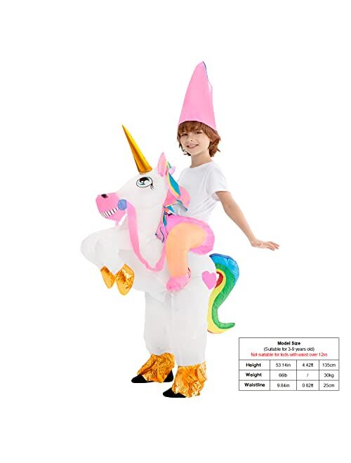 AQUAJOY Halloween Inflatable Costume Riding a Unicorn with Air Blow-up for Party Cosplay