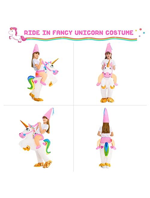 AQUAJOY Halloween Inflatable Costume Riding a Unicorn with Air Blow-up for Party Cosplay