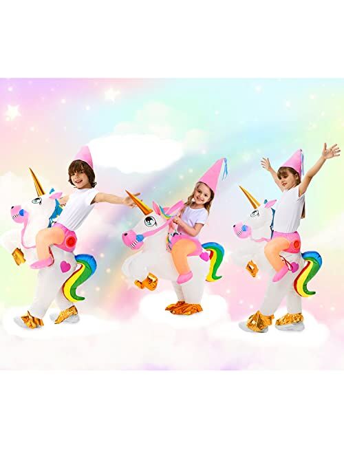 AQUAJOY Halloween Inflatable Costume Riding a Unicorn with Air Blow-up for Party Cosplay