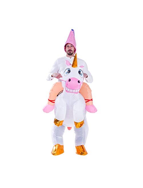 Spooktacular Creations Inflatable Costume Unicorn Riding a Unicorn Air Blow-up Deluxe Halloween Costume - Adult Size