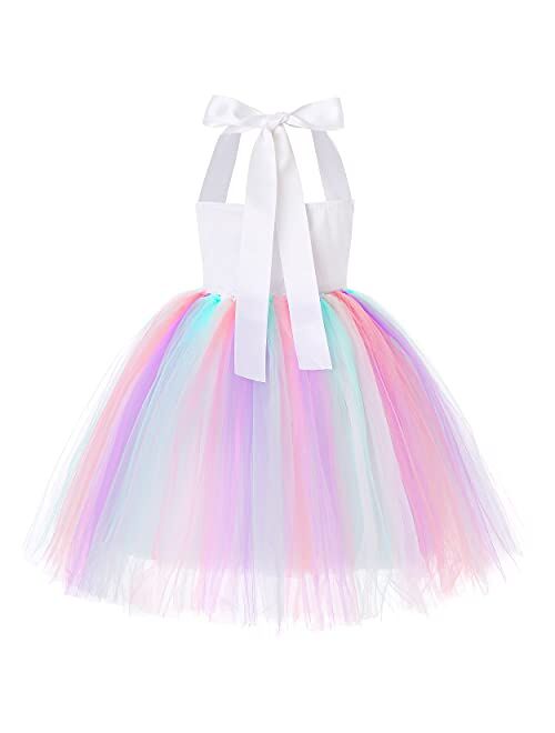 Buy Soyoekbt Girls Unicorn Costume LED Light Up Princess Tutu Dress ...