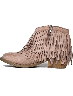 J. Adams Marrow Ankle Boot - Western Fringe Cowboy Low Heel Bootie