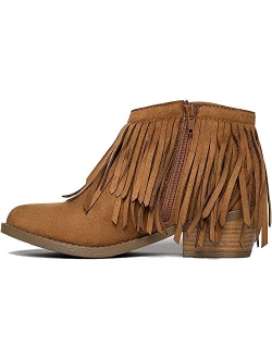 J. Adams Marrow Ankle Boot - Western Fringe Cowboy Low Heel Bootie