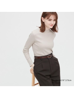 Ribbed High Neck Long-Sleeve T-Shirt