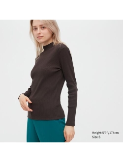 Ribbed High Neck Long-Sleeve T-Shirt