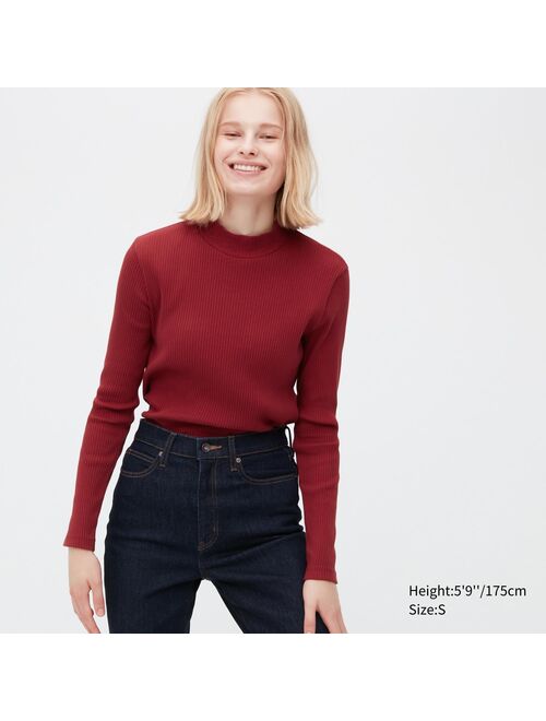 Uniqlo Ribbed High Neck Long-Sleeve T-Shirt