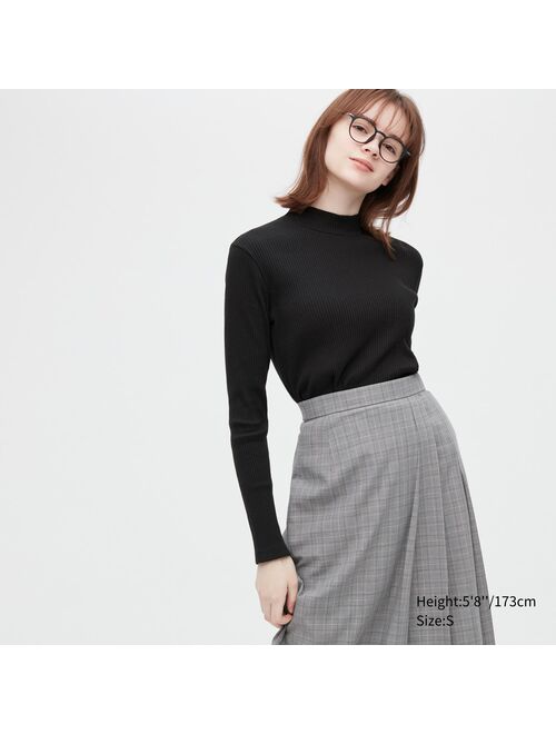 Uniqlo Ribbed High Neck Long-Sleeve T-Shirt