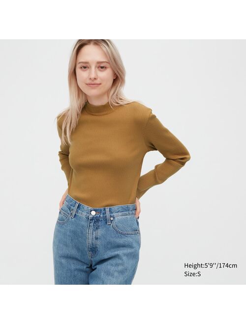 Uniqlo Ribbed High Neck Long-Sleeve T-Shirt