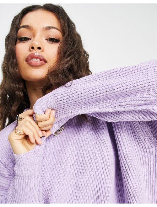 ASOS Petite ASOS DESIGN Petite oversized sweater in rib in lilac