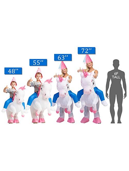 GOOSH Inflatable Costume for Kids, Halloween Costumes Boys Girls Unicorn Rider, Blow Up Costume for Unisex Godzilla Toy