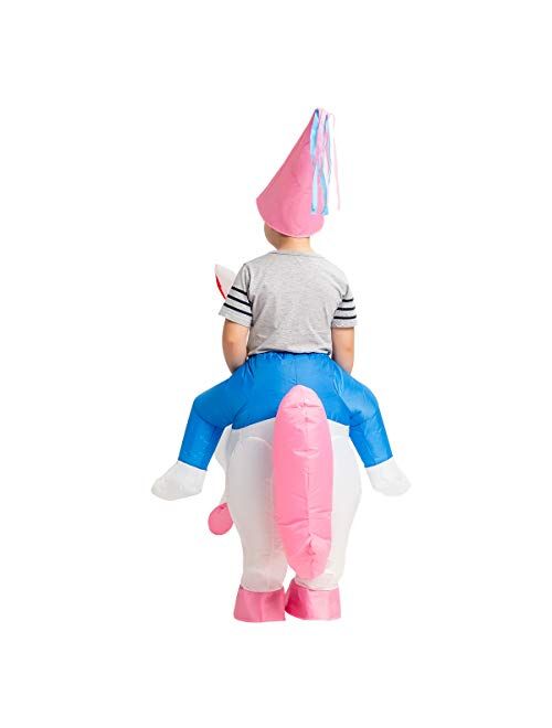 GOOSH Inflatable Costume for Kids, Halloween Costumes Boys Girls Unicorn Rider, Blow Up Costume for Unisex Godzilla Toy