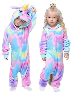 Easuit Rainbow Unicorn Costume Animal Pajamas Halloween Cosplay for Kids