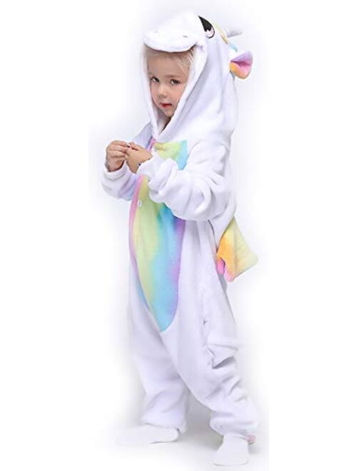 Easuit Rainbow Unicorn Costume Animal Pajamas Halloween Cosplay for Kids