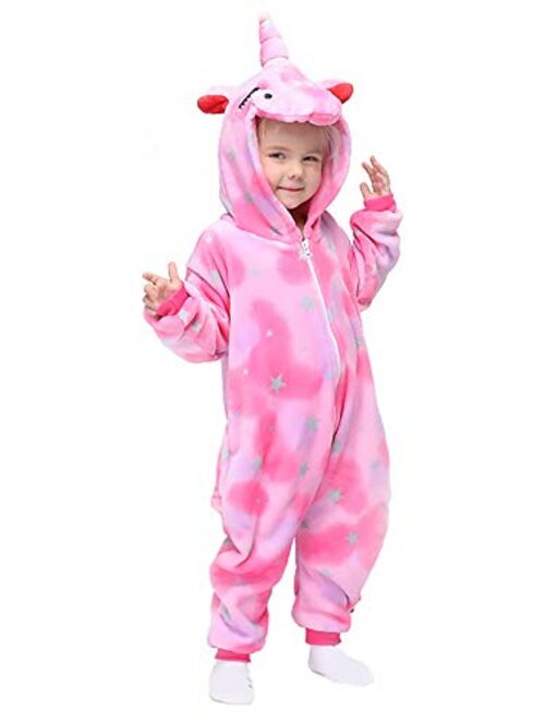 Easuit Rainbow Unicorn Costume Animal Pajamas Halloween Cosplay for Kids