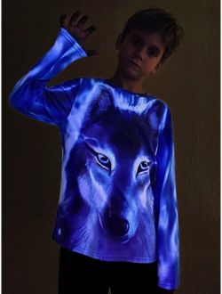 Boys Reflective 3D Wolf Print Tee