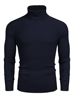 Men's Slim Fit Turtleneck Sweater Ribbed Knitted High Neck Pullover Sweaters