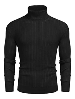 Men's Slim Fit Turtleneck Sweater Ribbed Knitted High Neck Pullover Sweaters