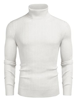 Men's Slim Fit Turtleneck Sweater Ribbed Knitted High Neck Pullover Sweaters