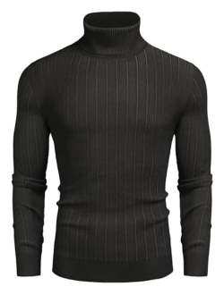 Men's Slim Fit Turtleneck Sweater Ribbed Knitted High Neck Pullover Sweaters