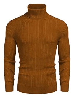 Men's Slim Fit Turtleneck Sweater Ribbed Knitted High Neck Pullover Sweaters