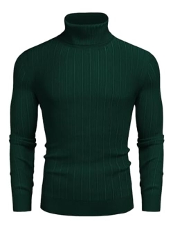 Men's Slim Fit Turtleneck Sweater Ribbed Knitted High Neck Pullover Sweaters