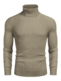 Men's Slim Fit Turtleneck Sweater Ribbed Knitted High Neck Pullover Sweaters