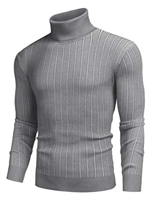 COOFANDY Men's Slim Fit Turtleneck Sweater Ribbed Knitted High Neck Pullover Sweaters