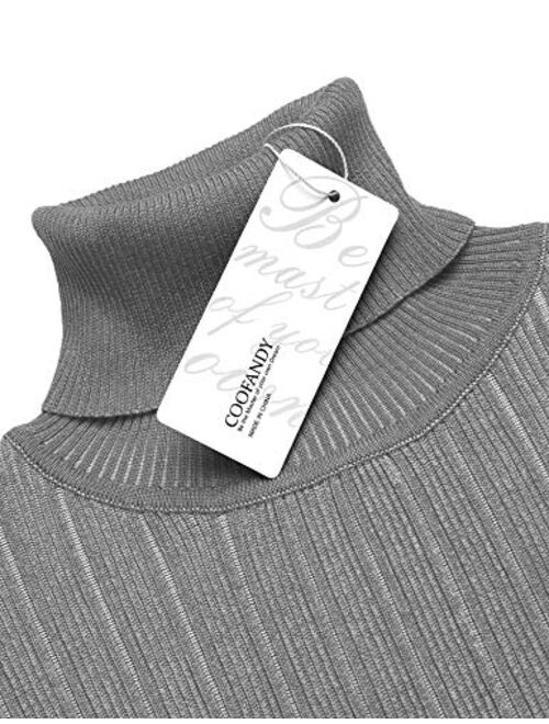 COOFANDY Men's Slim Fit Turtleneck Sweater Ribbed Knitted High Neck Pullover Sweaters