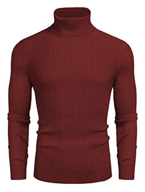 COOFANDY Men's Slim Fit Turtleneck Sweater Ribbed Knitted High Neck Pullover Sweaters