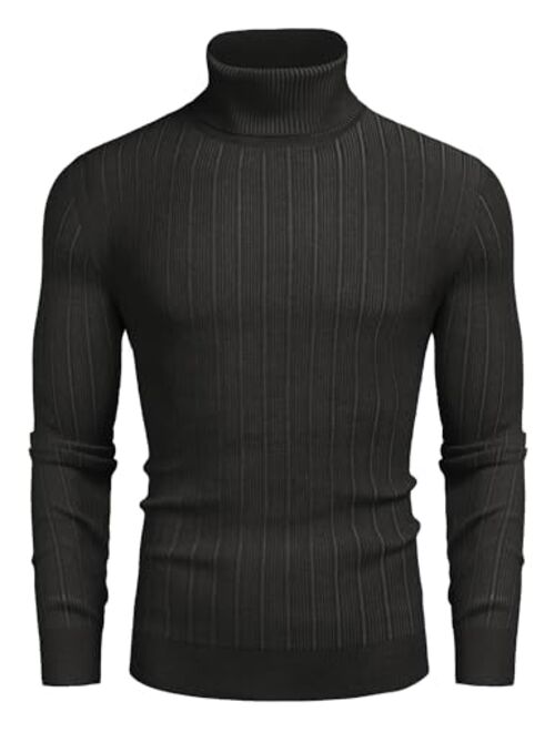 COOFANDY Men's Slim Fit Turtleneck Sweater Ribbed Knitted High Neck Pullover Sweaters