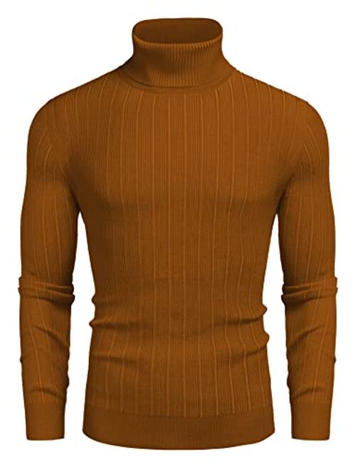 COOFANDY Men's Slim Fit Turtleneck Sweater Ribbed Knitted High Neck Pullover Sweaters