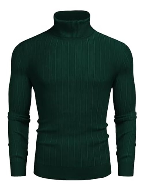 COOFANDY Men's Slim Fit Turtleneck Sweater Ribbed Knitted High Neck Pullover Sweaters