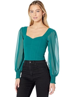 Long Sleeve Sweatheart Puff Sleeve Top