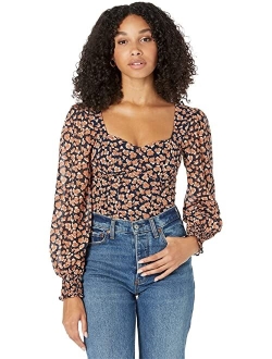 Long Sleeve Sweatheart Puff Sleeve Top