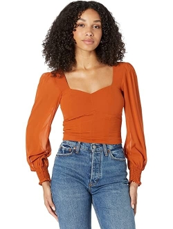 Long Sleeve Sweatheart Puff Sleeve Top