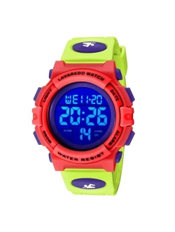 A Alps Kids Watch,Boys Watch for 3-15 Year Old Boys,Digital Sport Outdoor Multifunctional Chronograph LED 50 M Waterproof Alarm Calendar Analog Watch for Children with Si