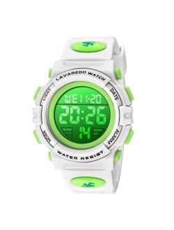 A Alps Kids Watch,Boys Watch for 3-15 Year Old Boys,Digital Sport Outdoor Multifunctional Chronograph LED 50 M Waterproof Alarm Calendar Analog Watch for Children with Si