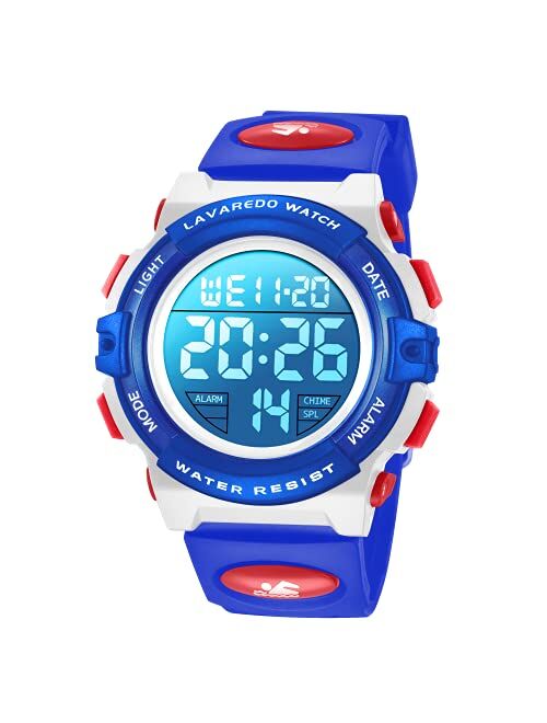 A Alps Kids Watch,Boys Watch for 3-15 Year Old Boys,Digital Sport Outdoor Multifunctional Chronograph LED 50 M Waterproof Alarm Calendar Analog Watch for Children with Si