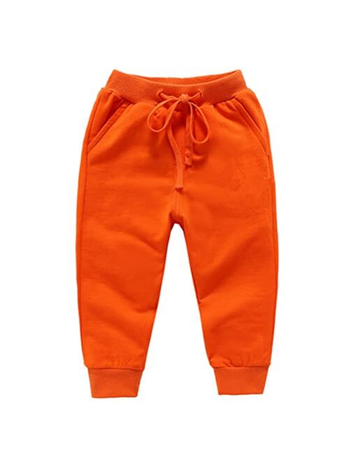 CuteOn Unisex Toddler Jogger Pants Kids Cotton Elastic Waist Winter Baby Sweatpants Pants 1-5Years