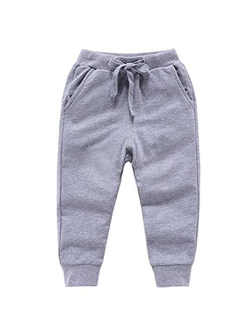 CuteOn Unisex Toddler Jogger Pants Kids Cotton Elastic Waist Winter Baby Sweatpants Pants 1-5Years