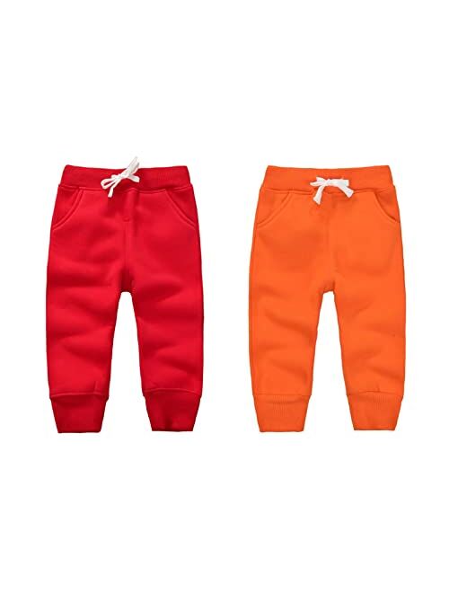 CuteOn Unisex Toddler Jogger Pants Kids Cotton Elastic Waist Winter Baby Sweatpants Pants 1-5Years