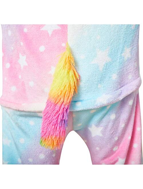 Hqfurs Unicorn Onesie for Kids Animal Pajamas Cosplay Halloween Unisex Costume