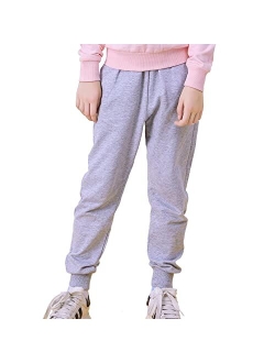 ALALIMINI Toddler Boys' Sweatpants Unisex Kids Cotton Jogger Drawstring Casual Pants 2-Pack