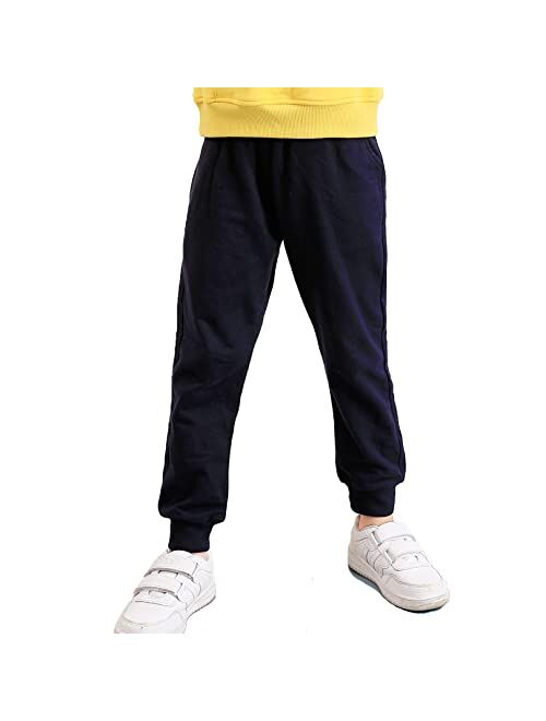 ALALIMINI Toddler Boys' Sweatpants Unisex Kids Cotton Jogger Drawstring Casual Pants 2-Pack