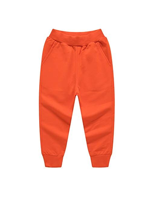 ALALIMINI Toddler Boys' Sweatpants Unisex Kids Cotton Jogger Drawstring Casual Pants 2-Pack