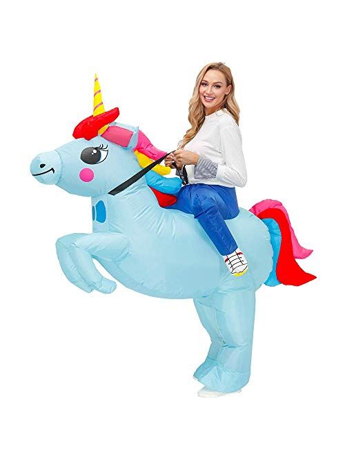 KOOY Inflatable Costume Adult Ride On Unicorn Costume Halloween Costumes for Men Women Blow up Costumes