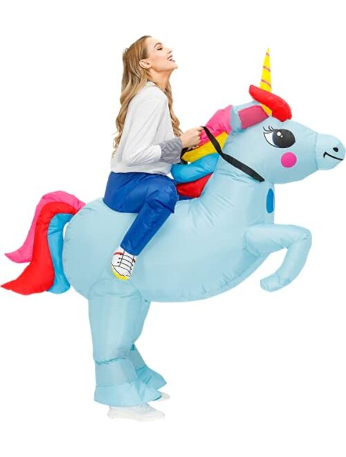 KOOY Inflatable Costume Adult Ride On Unicorn Costume Halloween Costumes for Men Women Blow up Costumes