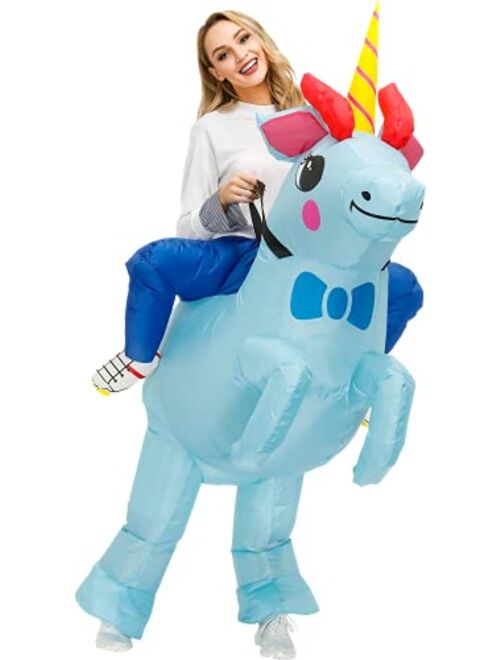 KOOY Inflatable Costume Adult Ride On Unicorn Costume Halloween Costumes for Men Women Blow up Costumes