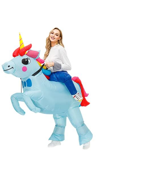 KOOY Inflatable Costume Adult Ride On Unicorn Costume Halloween Costumes for Men Women Blow up Costumes